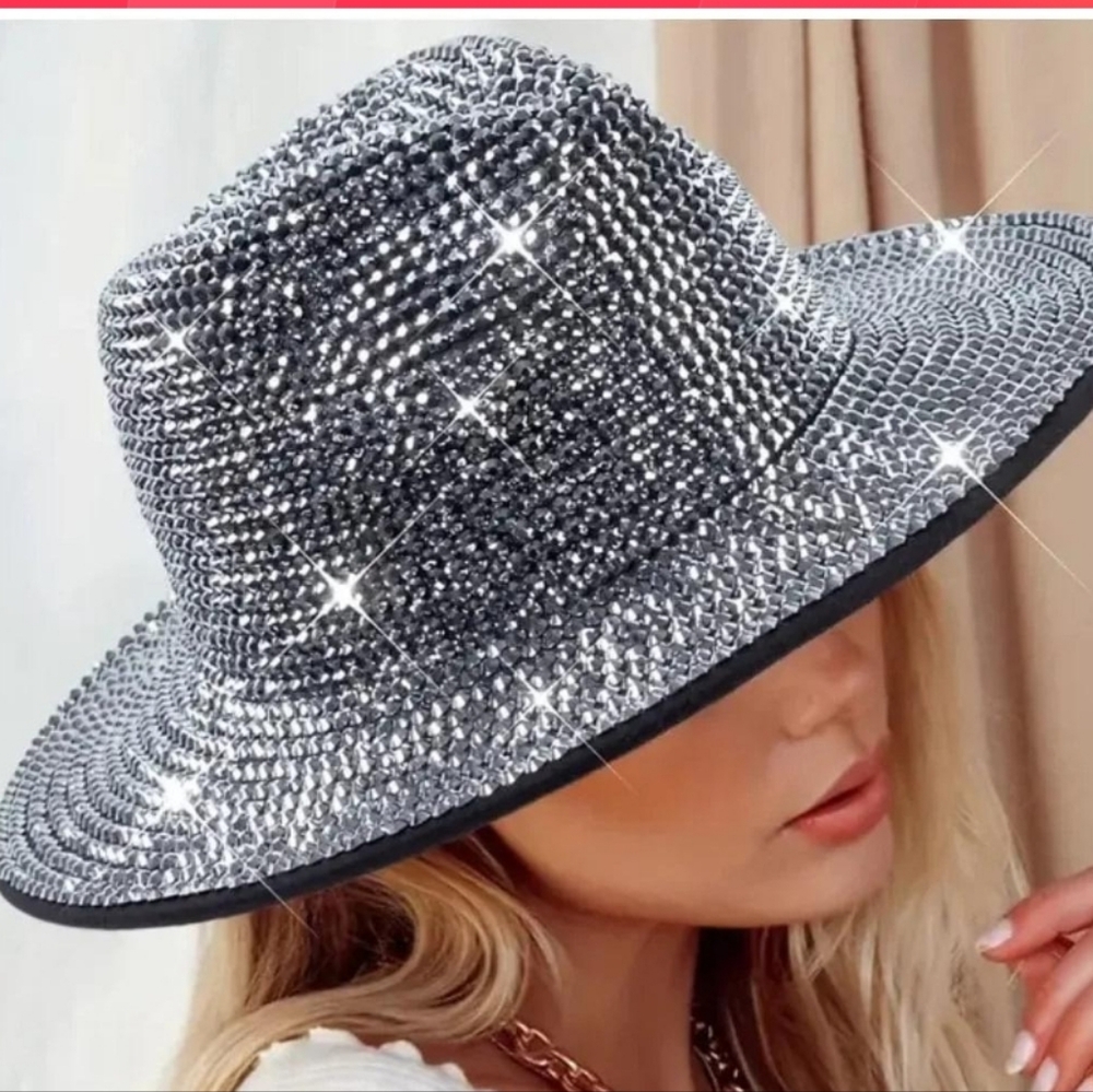Glamorous Silver Rhinestone Hat - Picture 5 of 11